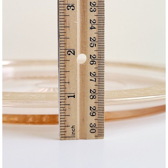 Vintage Glastonbury Lotus Rambler Rose Platter Made in USA Pink glass Gold Rim - Picture 14 of 14